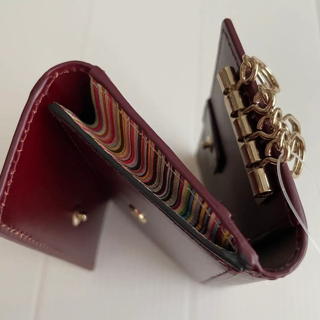 PaulSmith Leather Luxe Shine Key Case with Coin Purse Bordeaux Cowhide