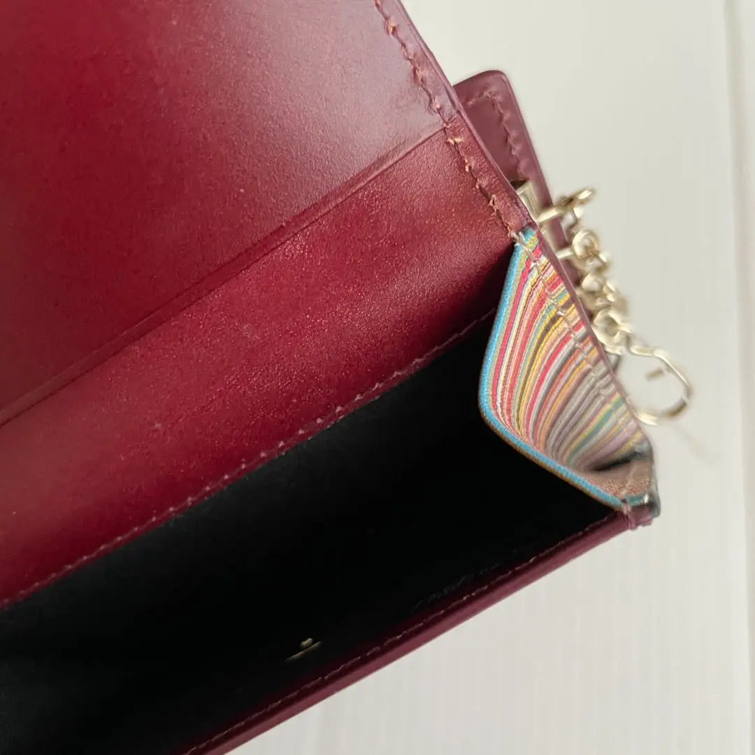 Estuche para llaves con monedero de cuero Luxe Shine de PaulSmith en piel de vacuno burdeos