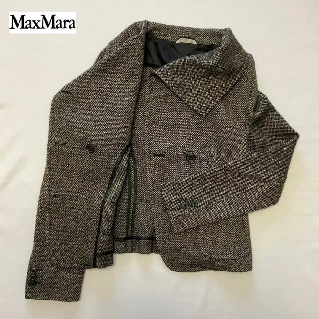 Max Mara Tailored Jacket Silver Tag All Over Pattern Tweed Cashmere Blend