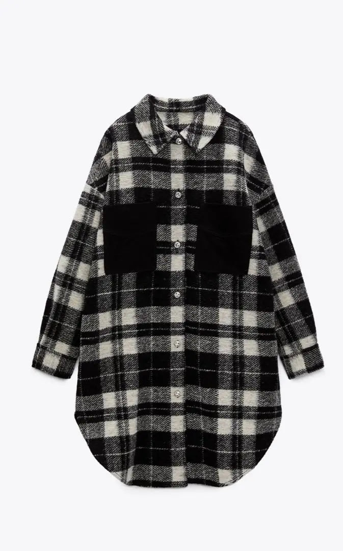 New ZARA Wool Check Long Shirt Jacket Coat