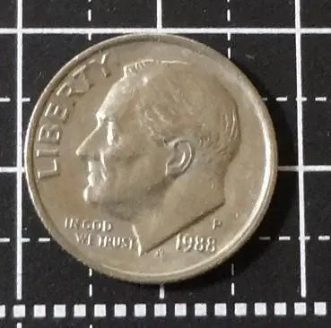 America 1 dime coin 1988 Mint Mark P US010