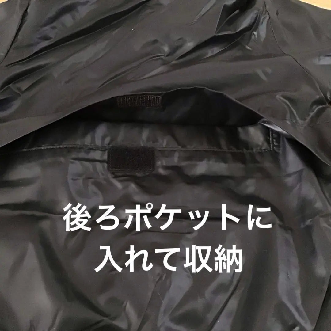 Rokuroku Tag Black 90 Navy 100 Windbreaker Folded and stored