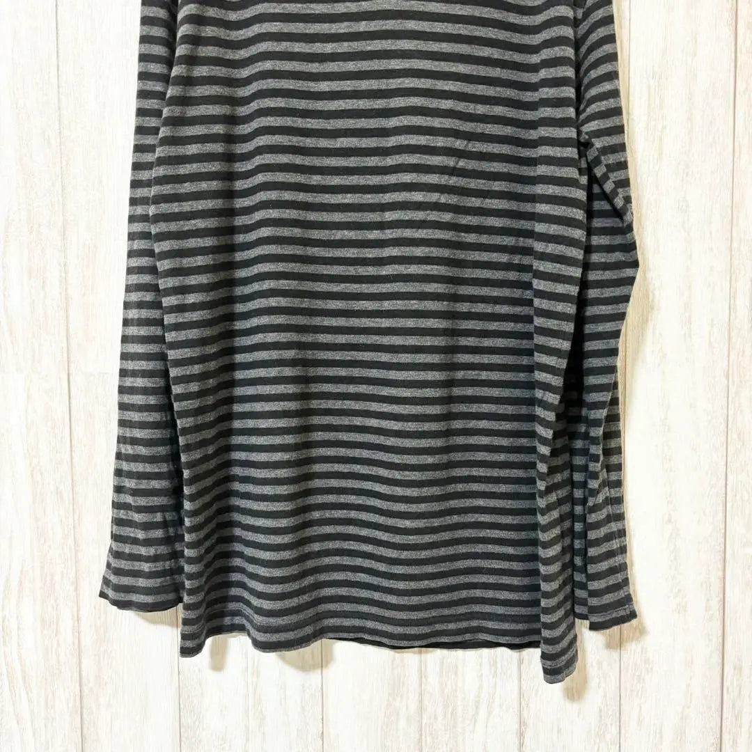 ♦MUJI♦V-neck striped pattern long sleeve cut-and-sew <L> Long T