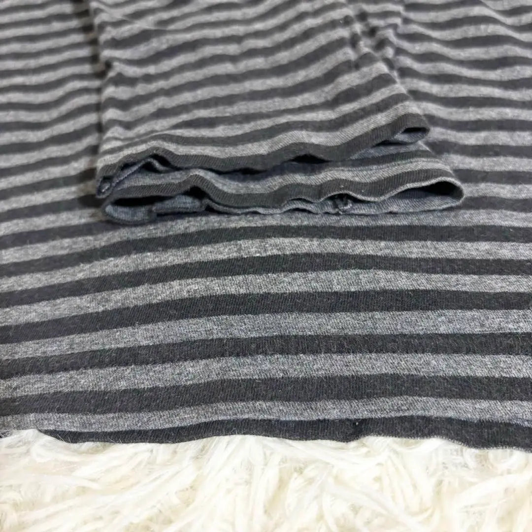 ♦MUJI♦V-neck striped pattern long sleeve cut-and-sew <L> Long T