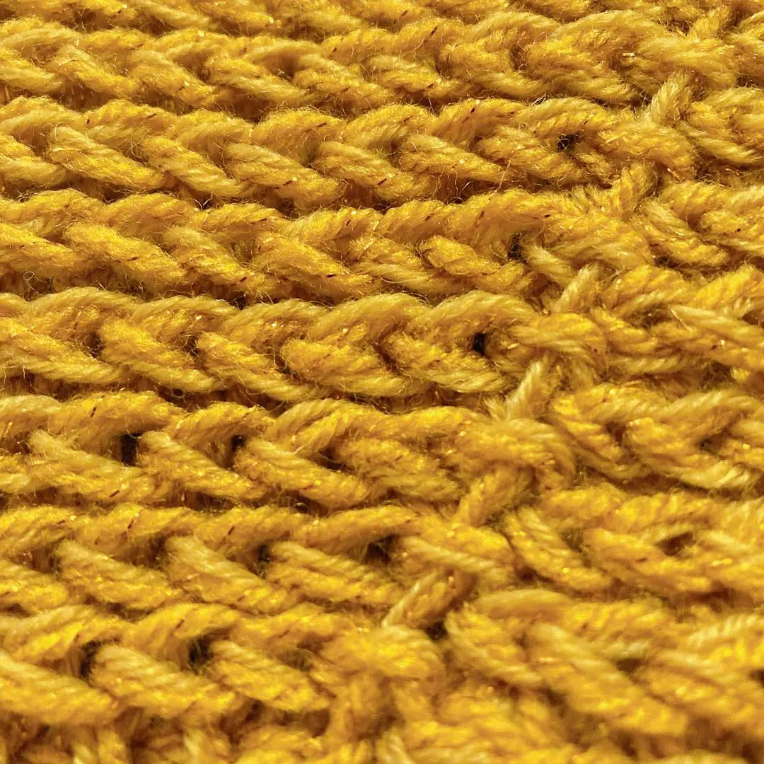 205 double -rolled snood mustard lame hand -knitting handmade handmade | 205 二重巻き　スヌード　マスタード　ラメ　手編み　男女兼用　ハンドメイド