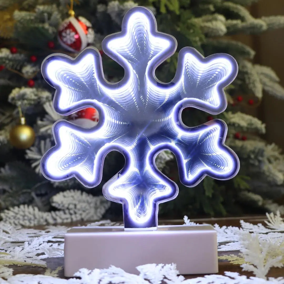 Lámpara de mesa navideña DERAYEE, decoración a prueba de sobremesa, iluminación con forma de copo de nieve