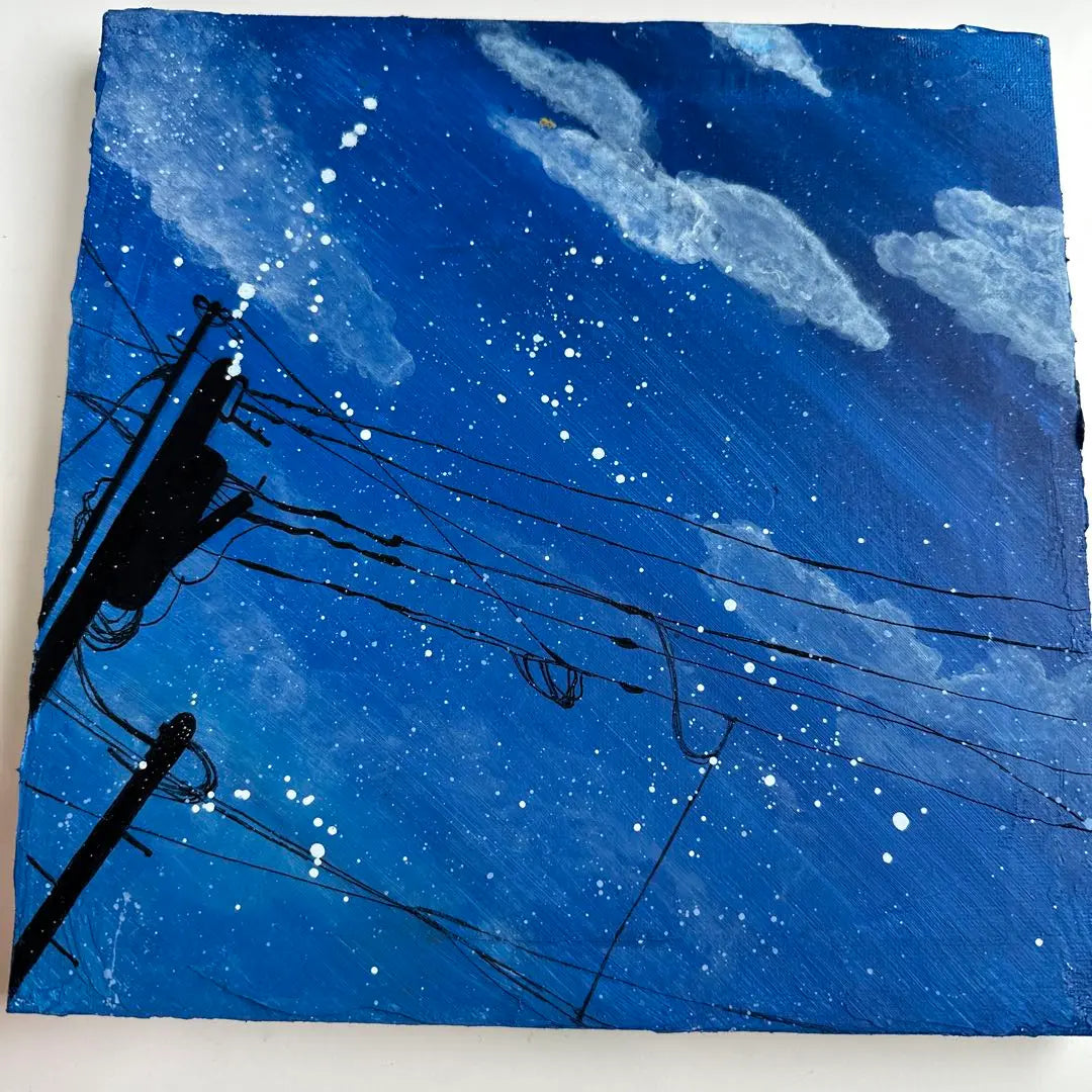 Acrylic painting wires and empty | アクリル画 電線と空