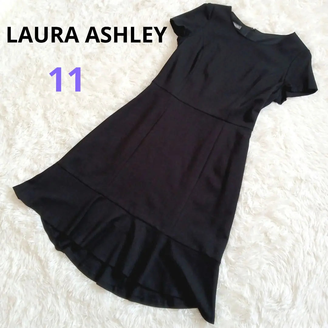 LAURA ASHLEY Vestido largo corte A negro L