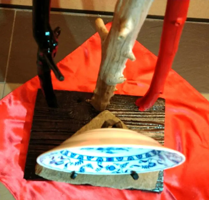 ♥ Interior 3 colors driftwood and extra large flat stones♥ Handmade and arranged infinite object ornament stand set