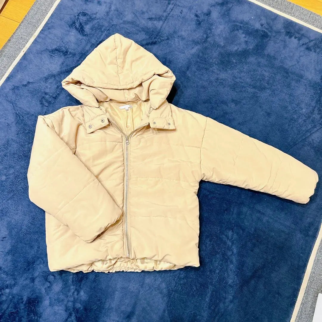 Down Beige Hood Removable S~M Size