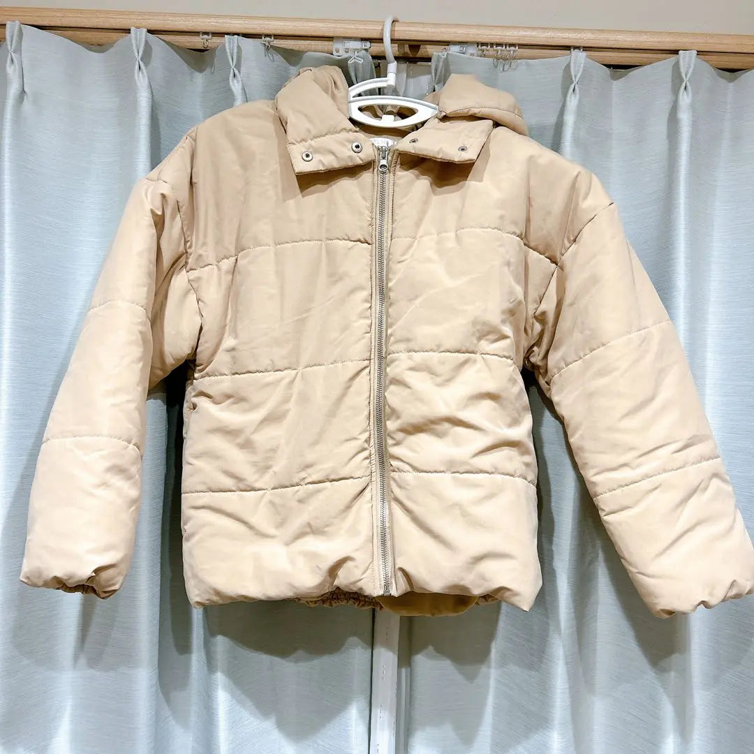 Down Beige Hood Removable S~M Size