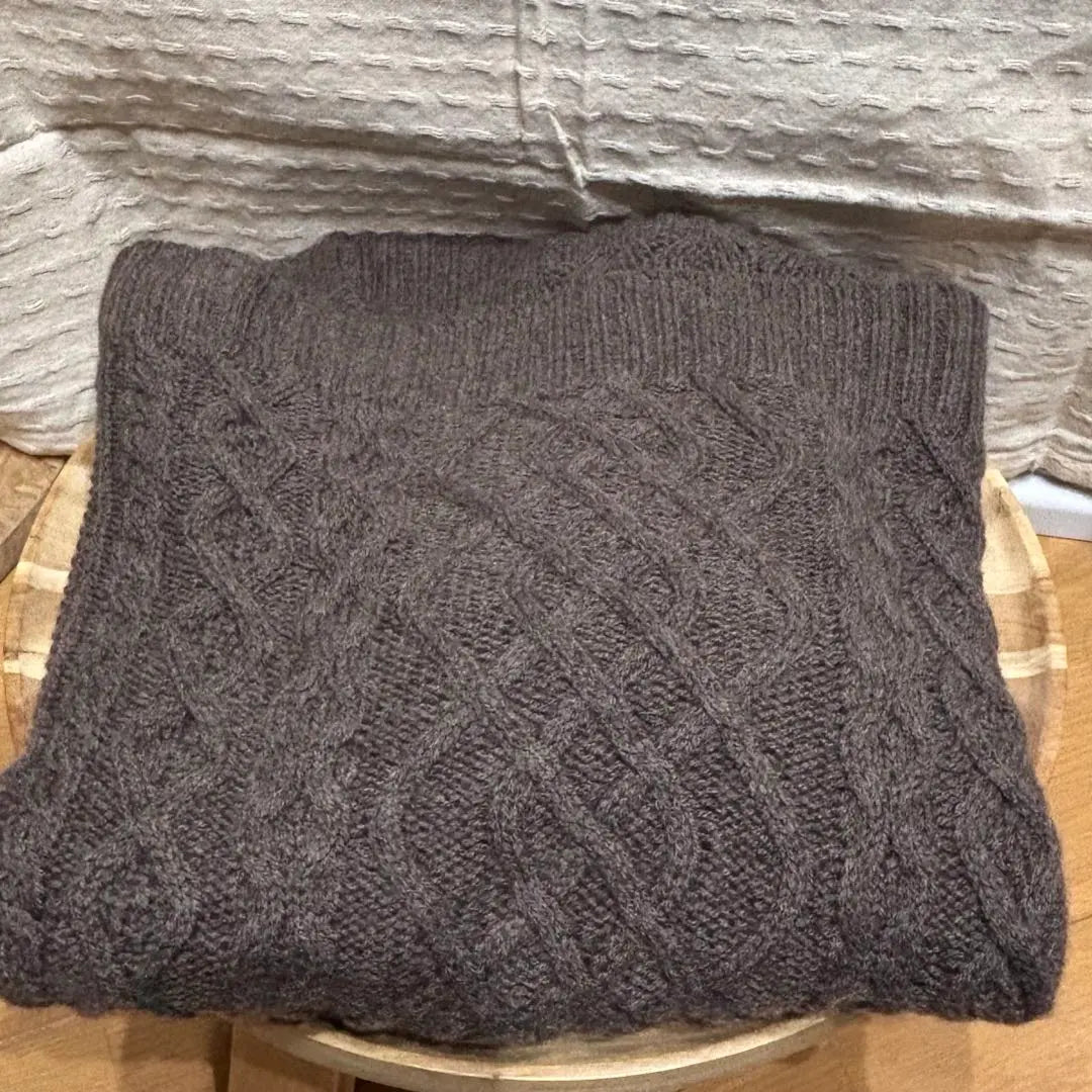 Muji Alan Knitted Sweater Women's Brown Round Neck Crew Neck Sweater | 無印良品　アラン編みセーター レディース ブラウン　丸首　クルーネックセーター