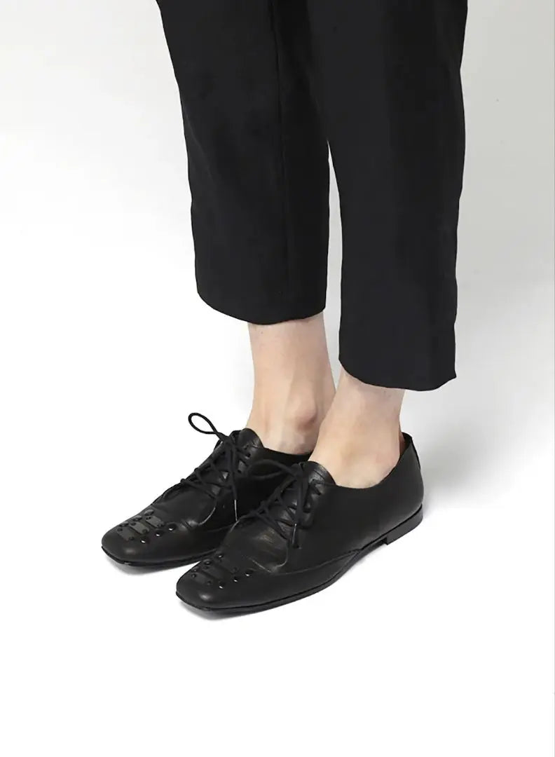 Black leather loafers