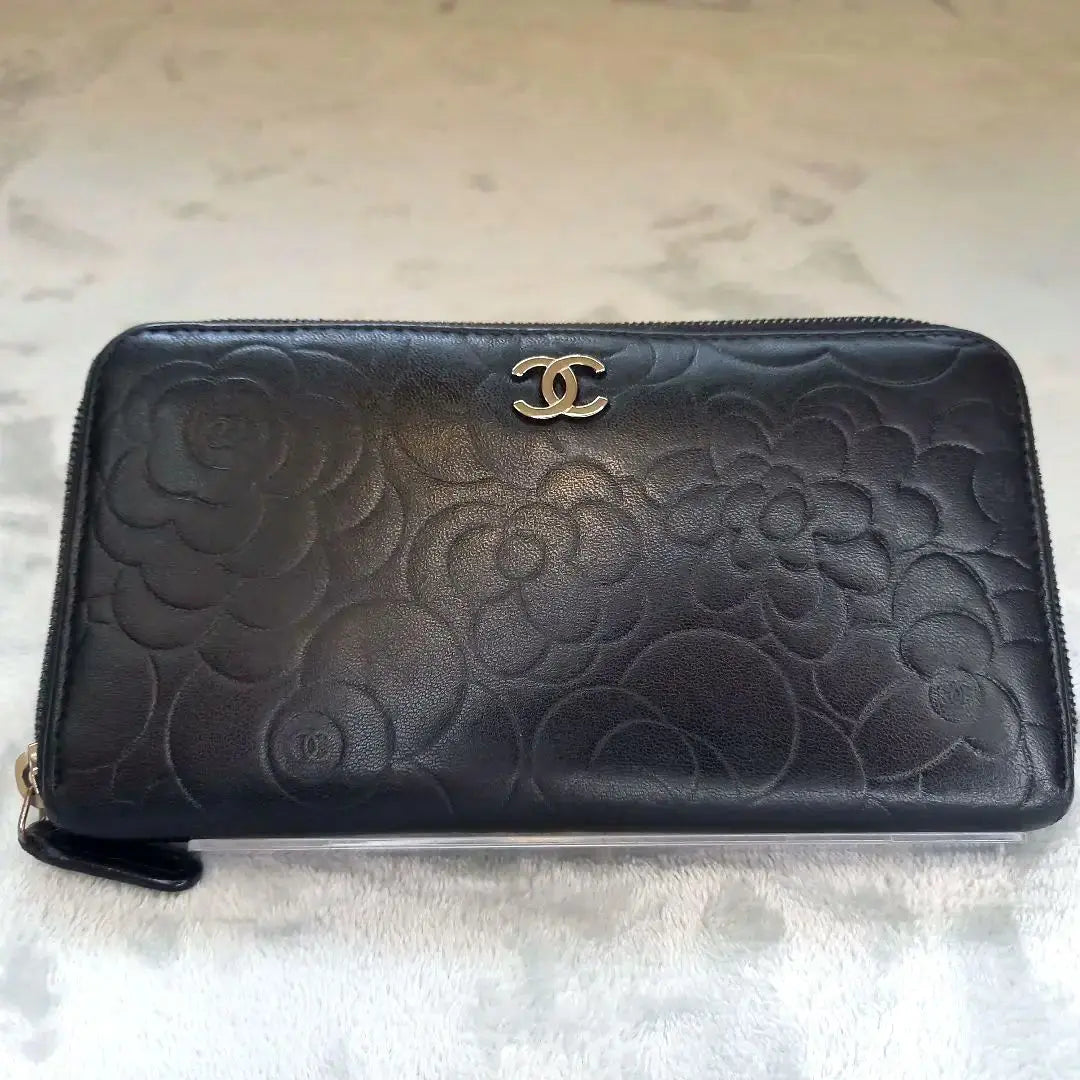 Beautiful goods ✨ CHANEL 14 series long wallet Black Camellia Lamb Lamb Leather Land Zipper