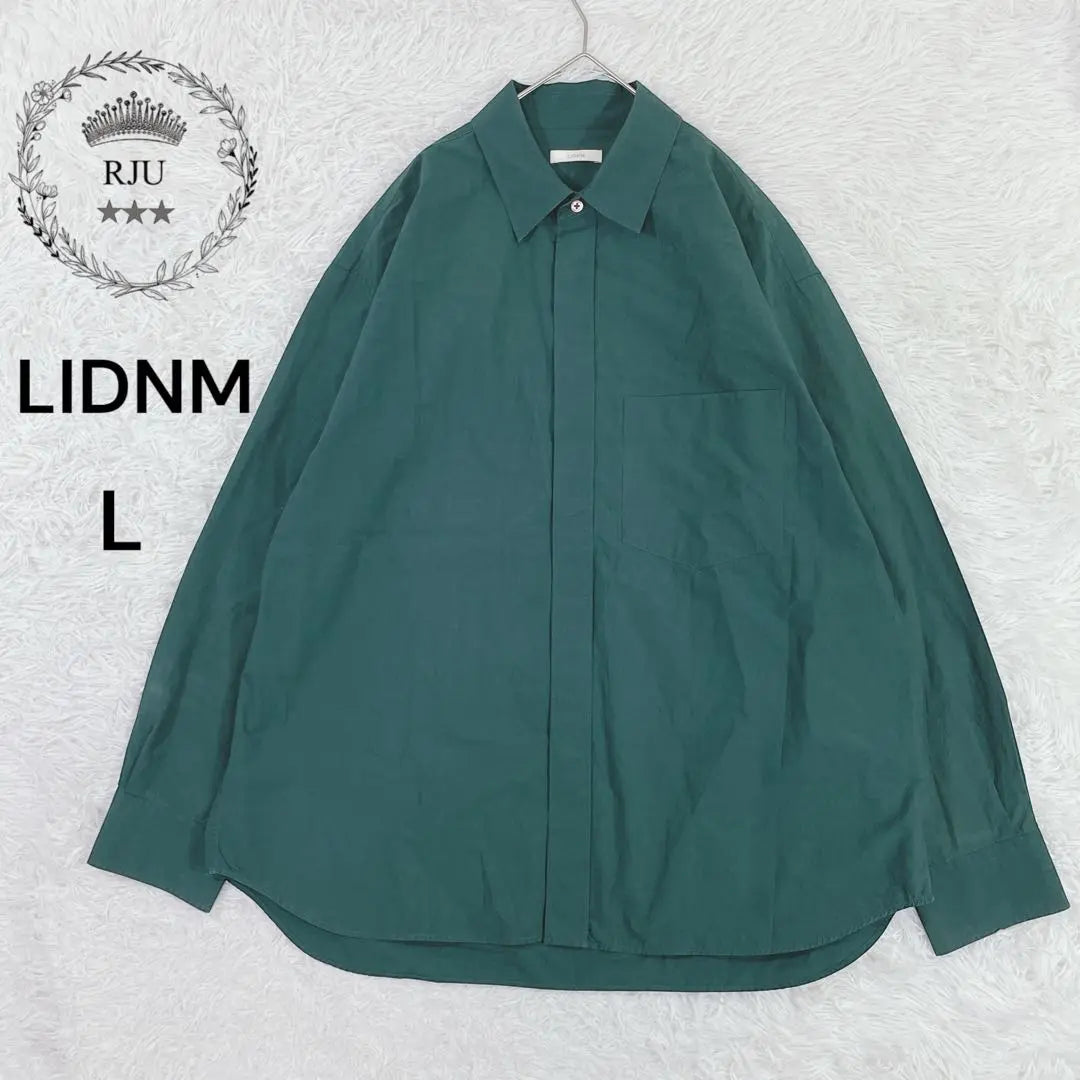 LIDNM◆Ridom OOMI ZARASHI POPLIN SHIRT L Green♪