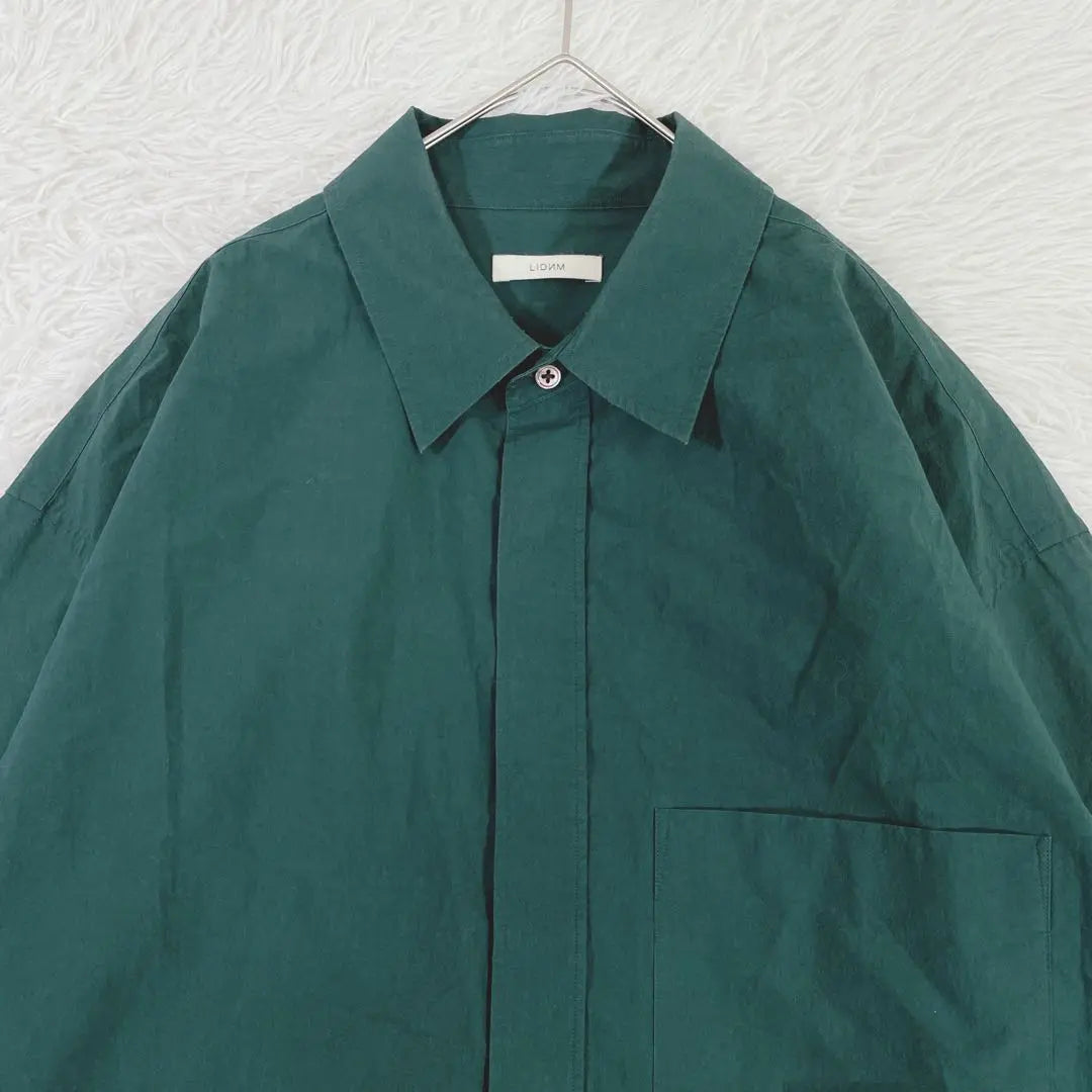 LIDNM◆Ridom OOMI ZARASHI POPLIN SHIRT L Green♪