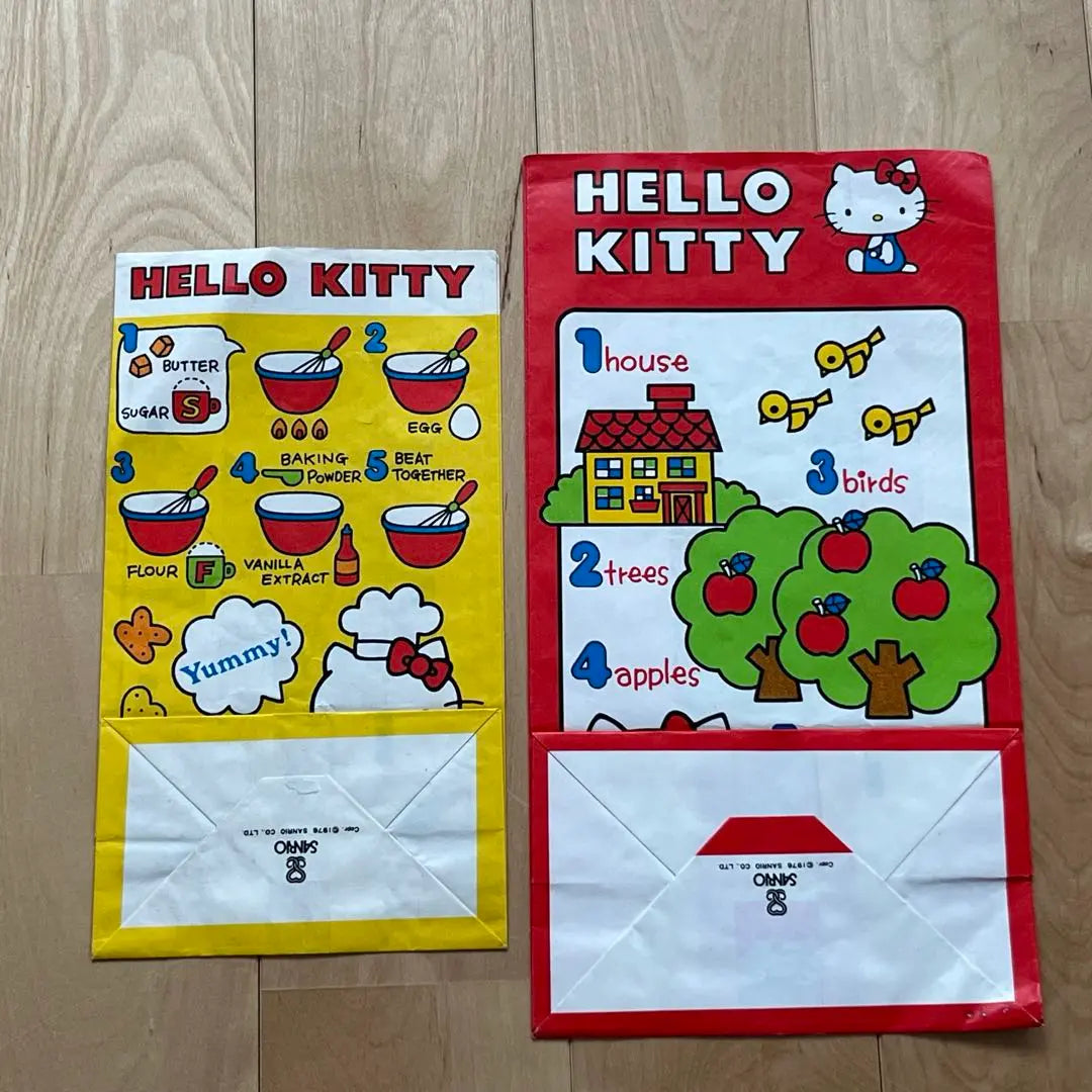 Kitty-chan Sanrio 2 types of paper bags & pencil with case Showa retro