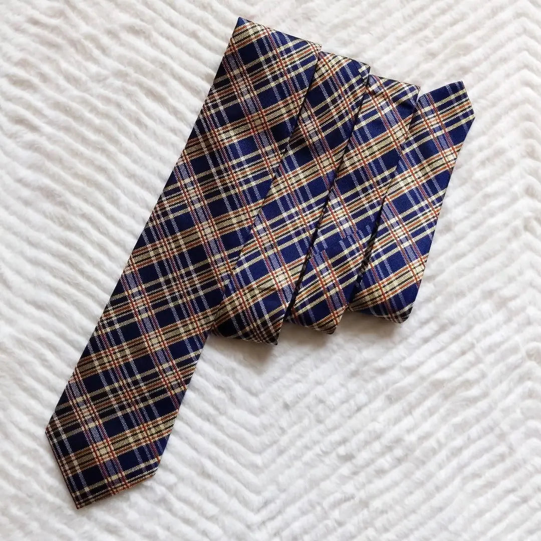 Corbata Paul Smith con cuadros en azul marino y beige