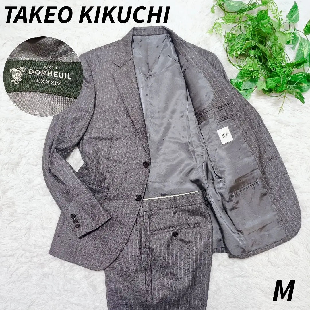 ■Excelente estado■Conjunto de traje Takeo Kikuchi en tela Domel gris