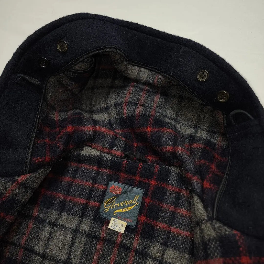 Glover All Duffel Coat US36 S Navy Lining Check | グローバーオール ダッフルコート US36 S ネイビー 裏地チェック