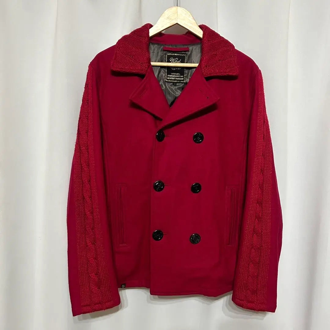 Karl Kani Peacoat Different Material Docking Red | Karl Kani カールカナイ ピーコート 異素材 ドッキング　レッド