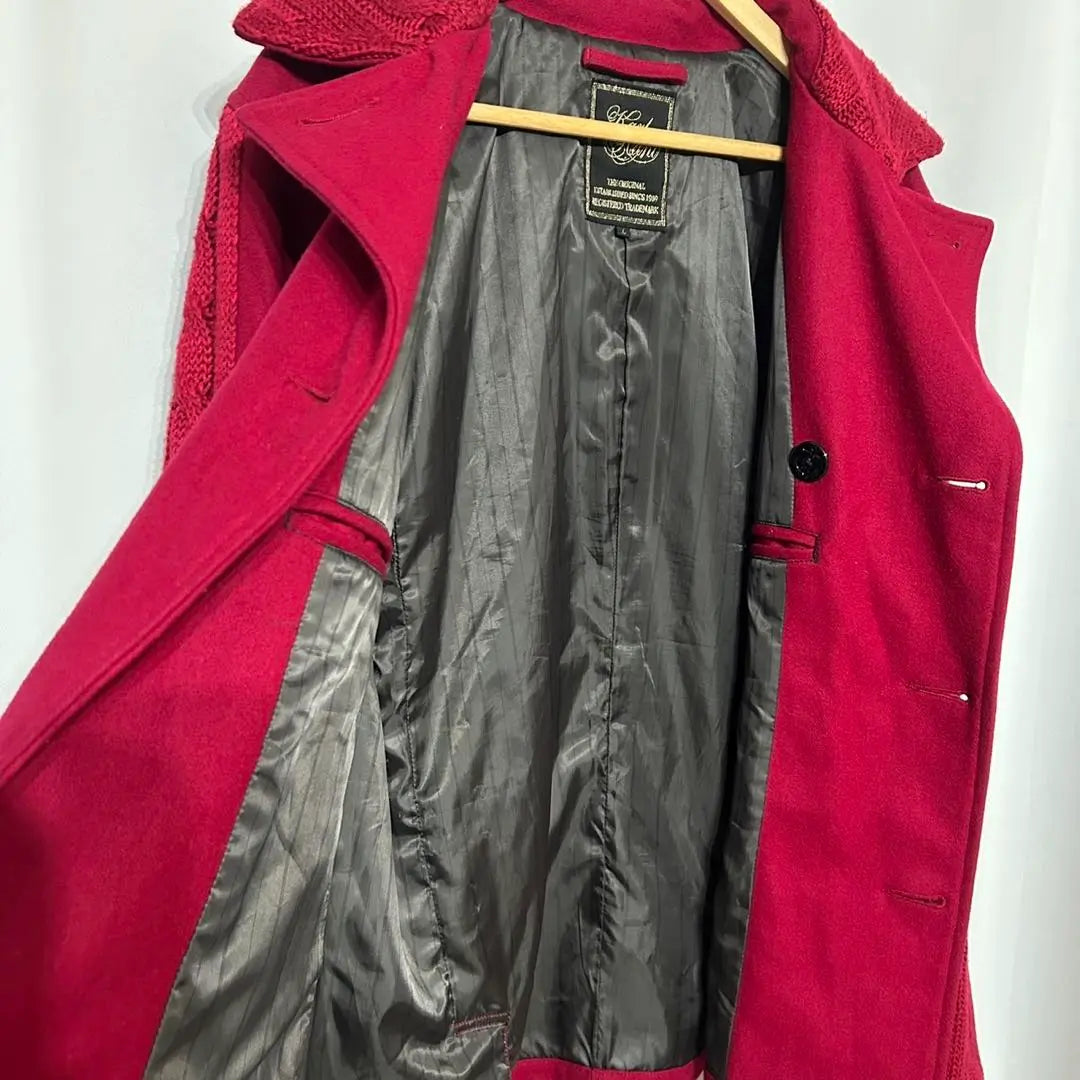 Karl Kani Peacoat Different Material Docking Red | Karl Kani カールカナイ ピーコート 異素材 ドッキング　レッド