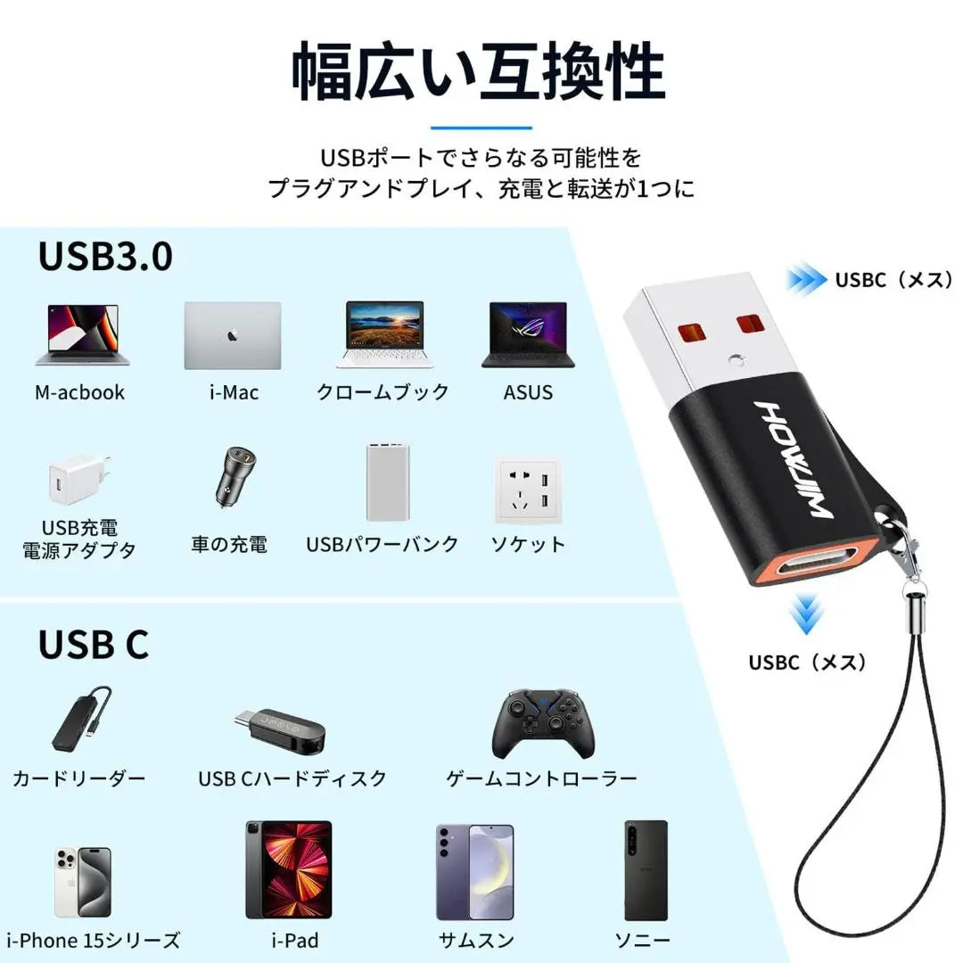 Juego de 2 adaptadores de conversión USB tipo C