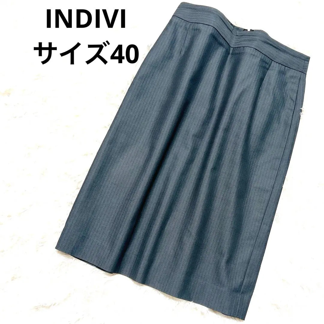 INDIVI Dark Gray Stripe Knee-length Skirt Size 40