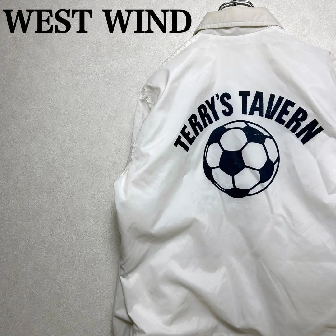 WEST WIND Corporate Logo Print Coach Jacket Snap Button US Vintage Clothing