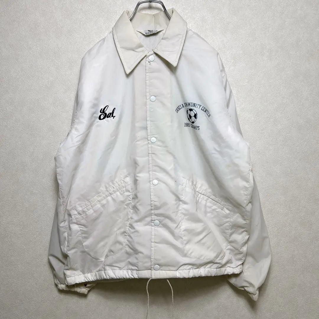 WEST WIND Corporate Logo Print Coach Jacket Snap Button US Vintage Clothing