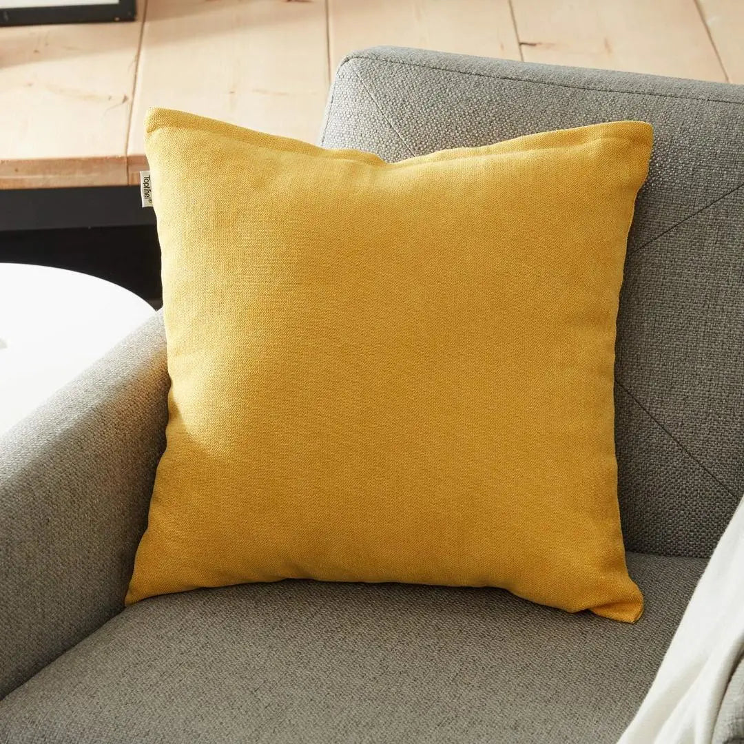 m79 Cushion Cover ☆ Linen-like Nordic ♡ Stylish Plain Yellow 2 pieces