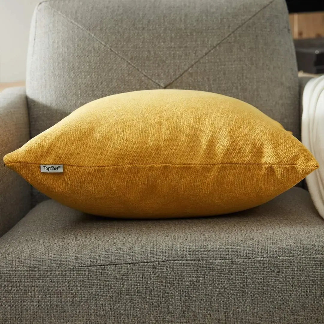 m79 Cushion Cover ☆ Linen-like Nordic ♡ Stylish Plain Yellow 2 pieces