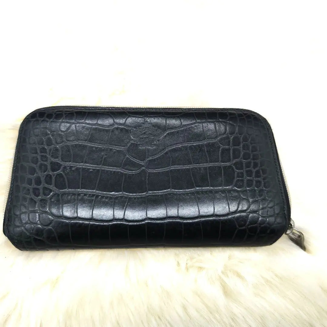 Orobianco Crocodile Leather Black Long Wallet