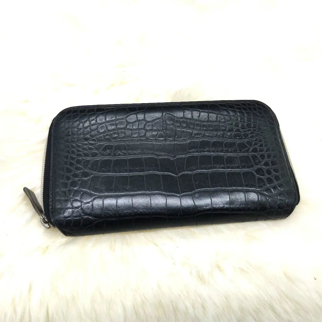 Orobianco Crocodile Leather Black Long Wallet