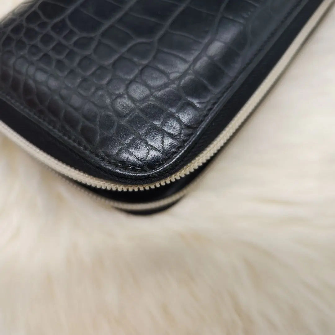 Orobianco Crocodile Leather Black Long Wallet