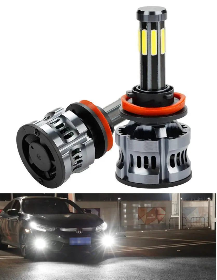 White H4 8-sided LED headlight low beam bulb 20000lm