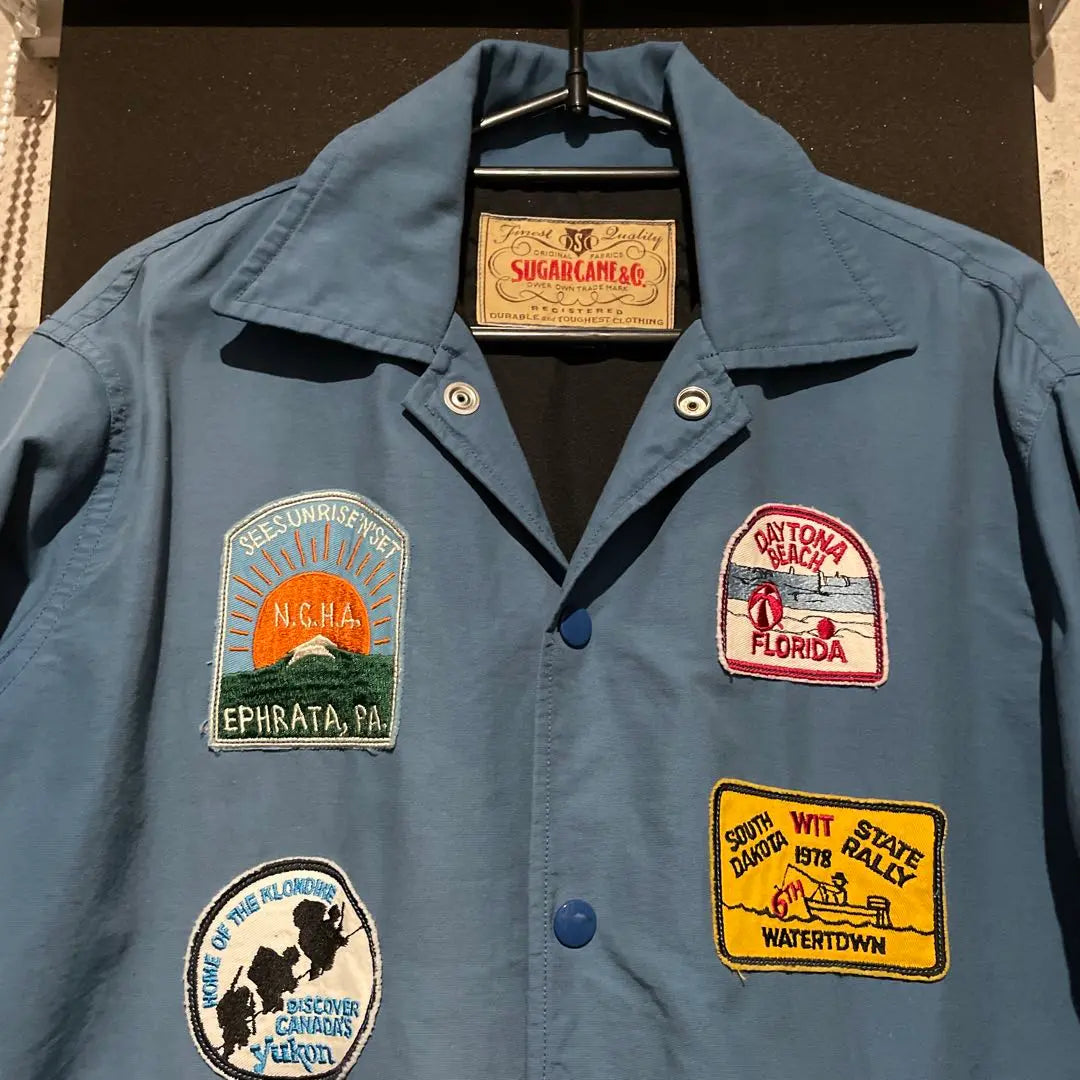 SUGAR CANE Blue Nylon Jacket with Patch