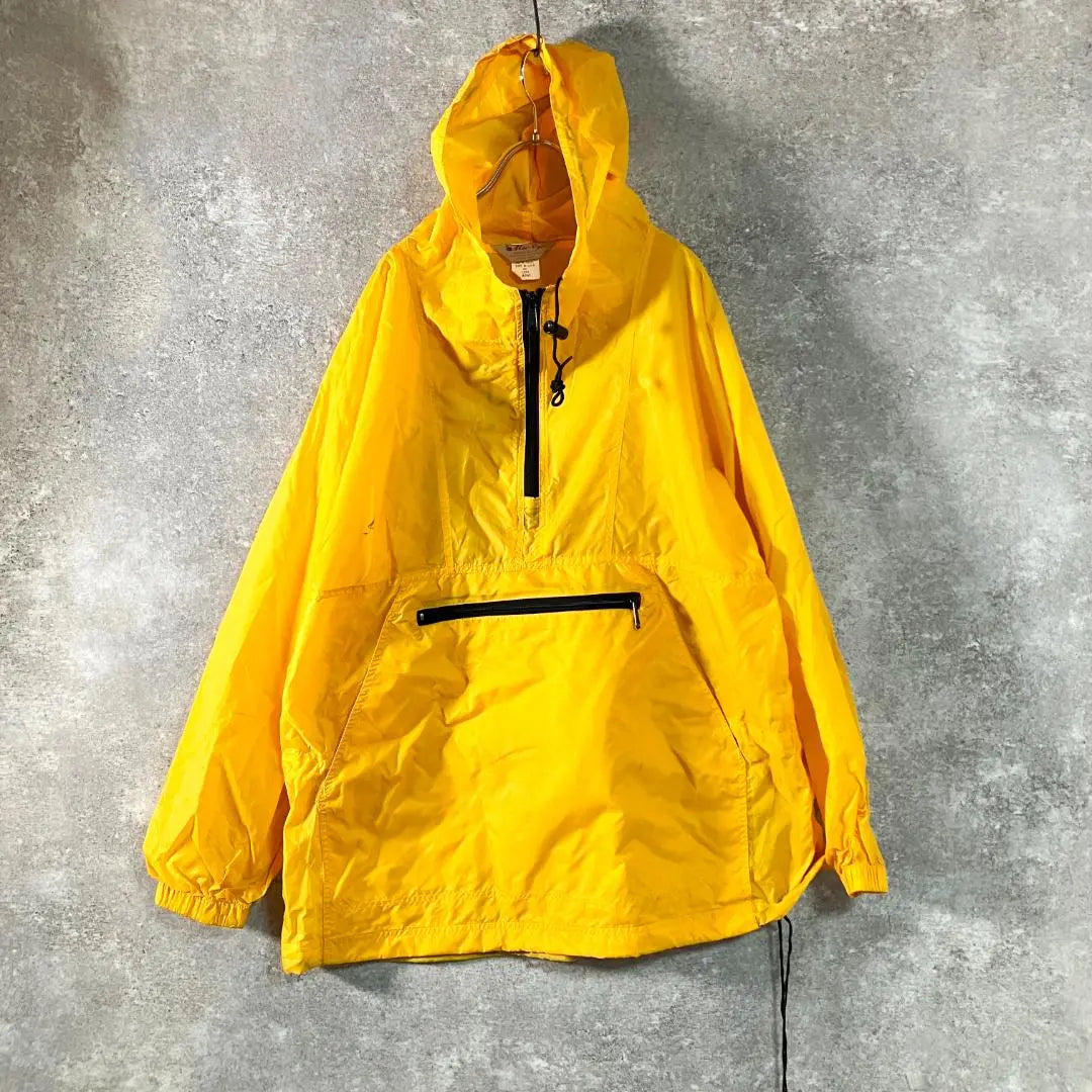 Anorak impermeable con capucha naranja fabricado en EE. UU. para exteriores