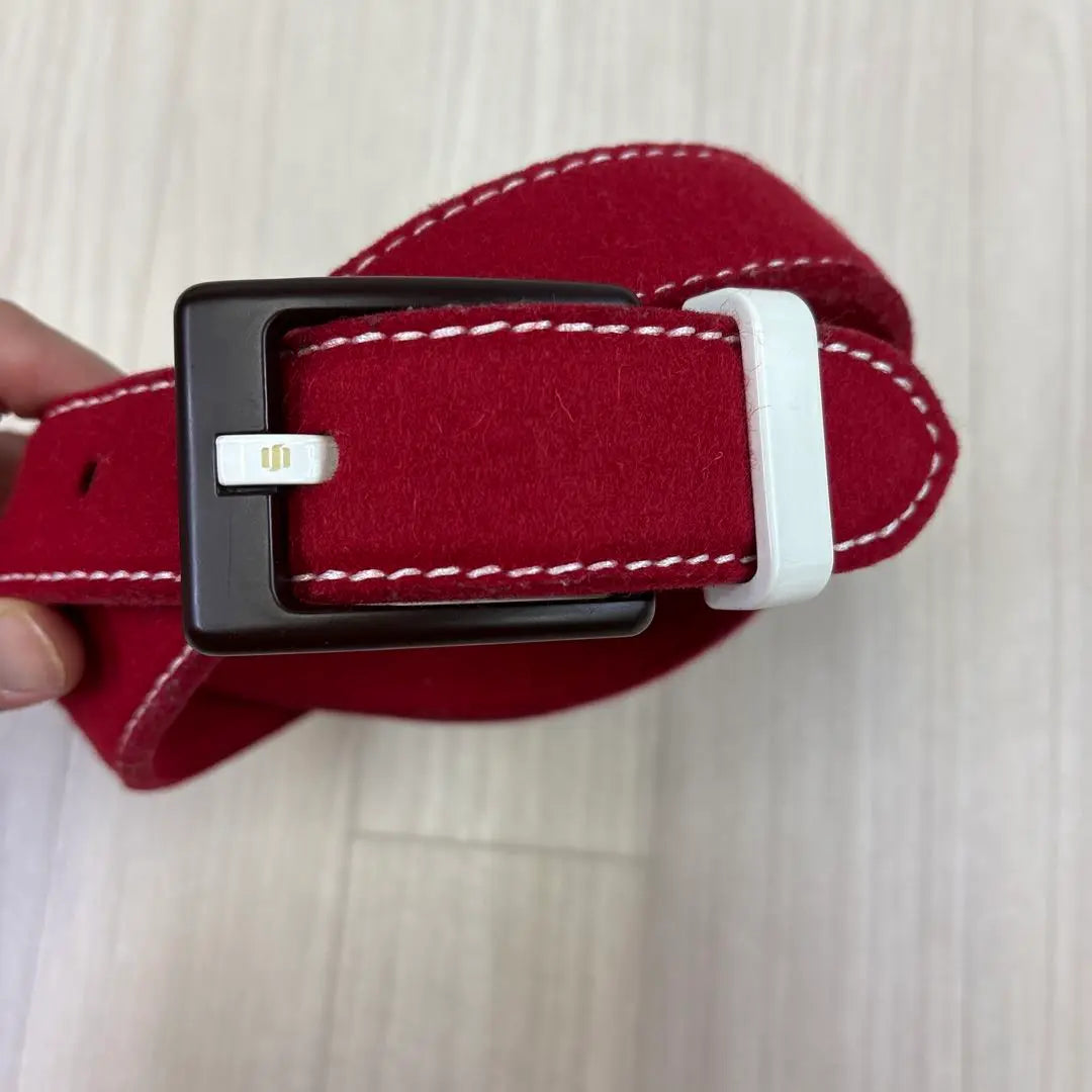 stefano corsini 100% wool red white belt buckle