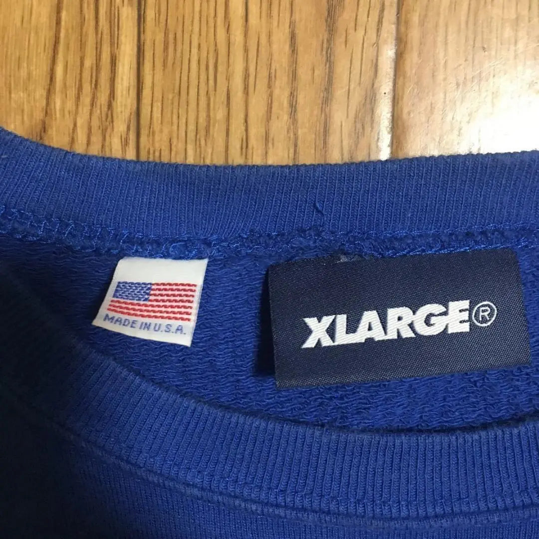 90s USA made XLARGE Football Shirt Blue S Thick Second-hand