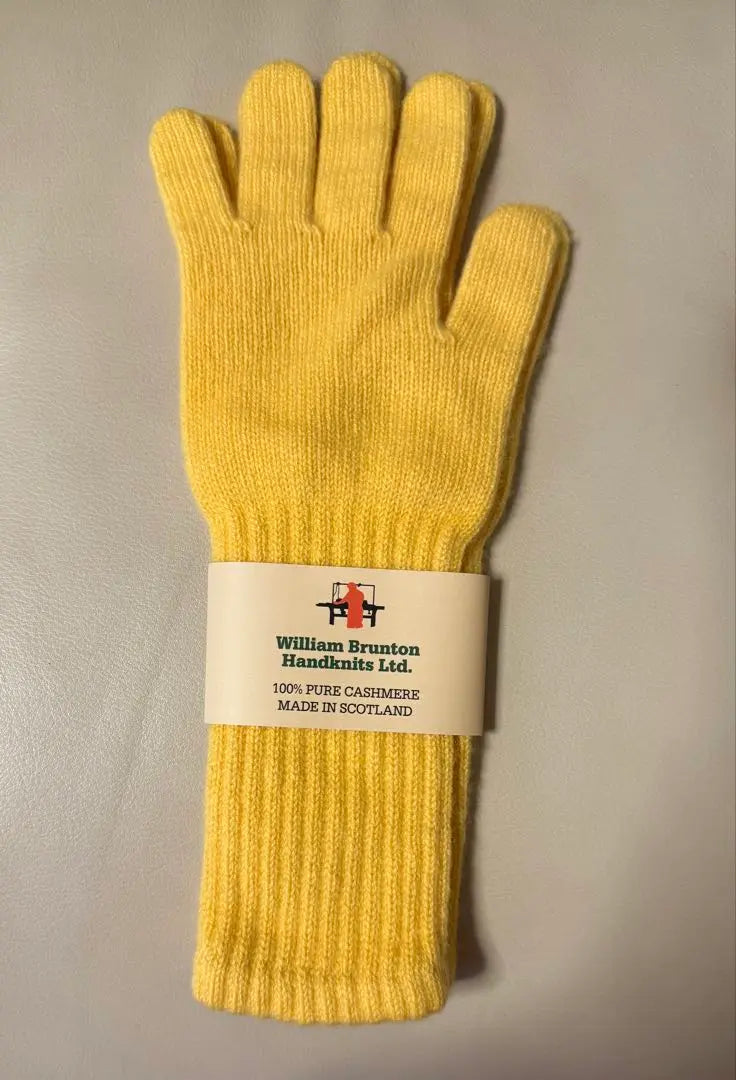 William Brunton Cashmere Gloves Size F Yellow