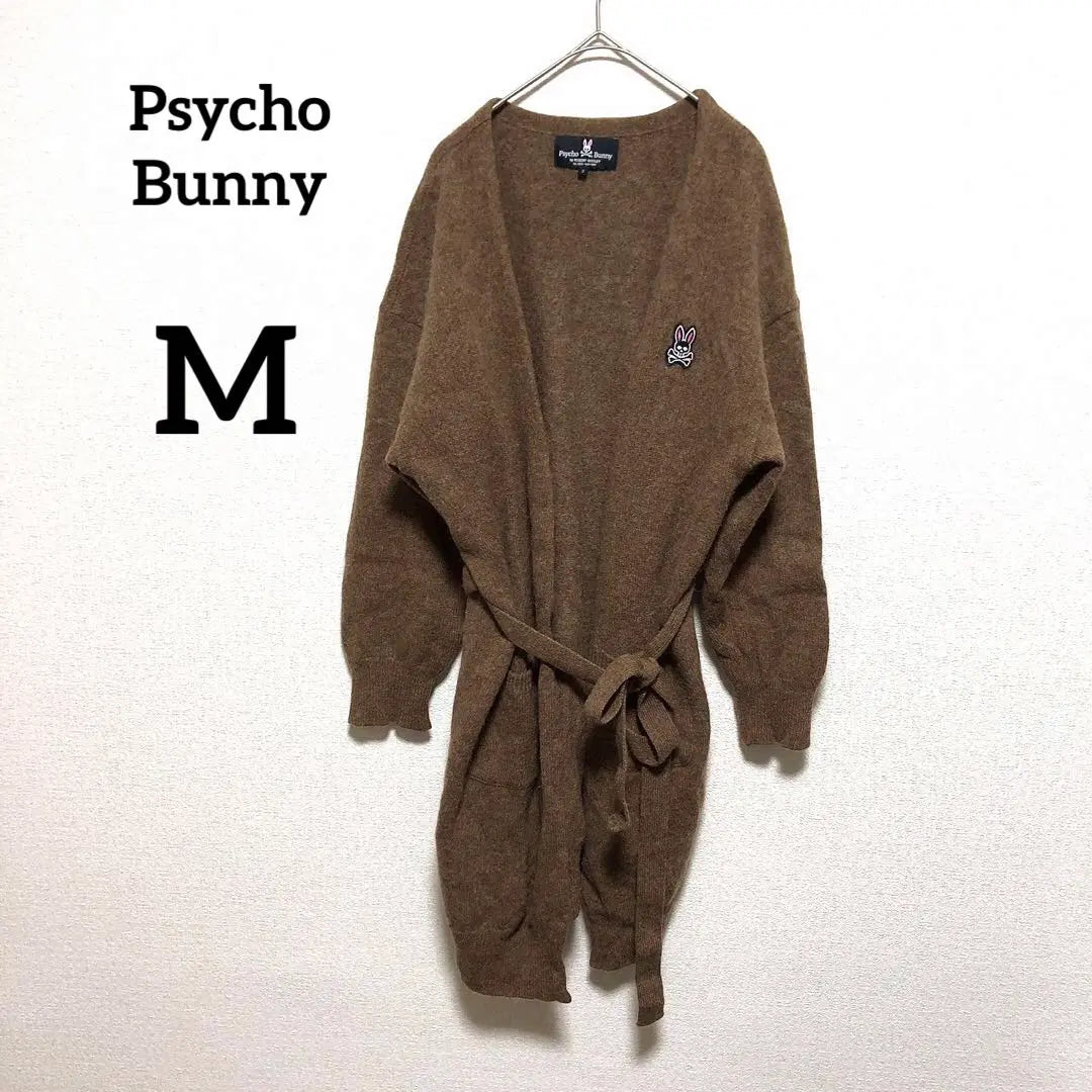 [Psycho Bunny] Knit Cardigan Alpaca Brown M Patch with Belt