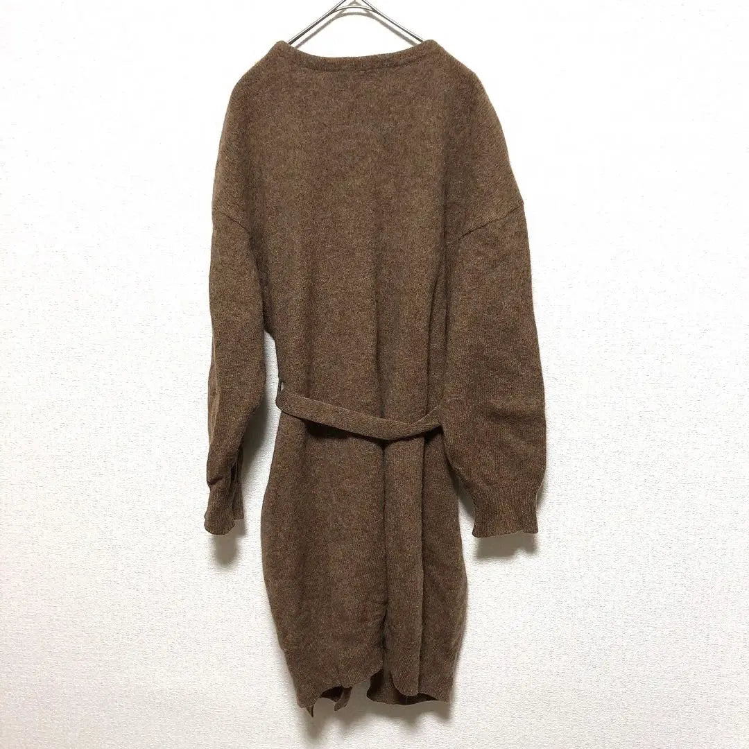 [Psycho Bunny] Knit Cardigan Alpaca Brown M Patch with Belt