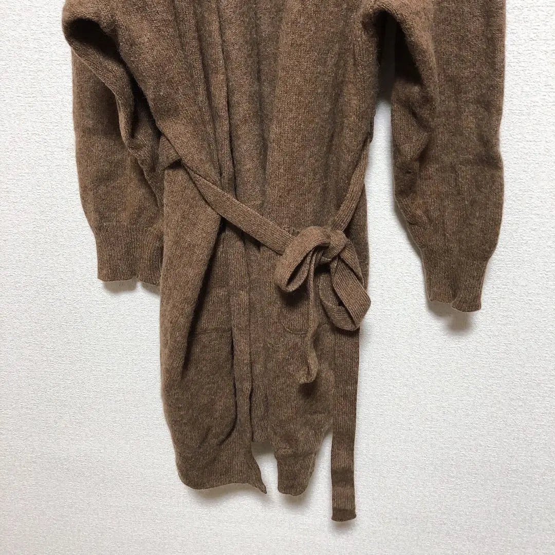 [Psycho Bunny] Knit Cardigan Alpaca Brown M Patch with Belt