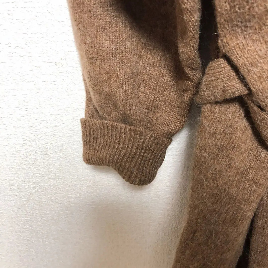 [Psycho Bunny] Knit Cardigan Alpaca Brown M Patch with Belt