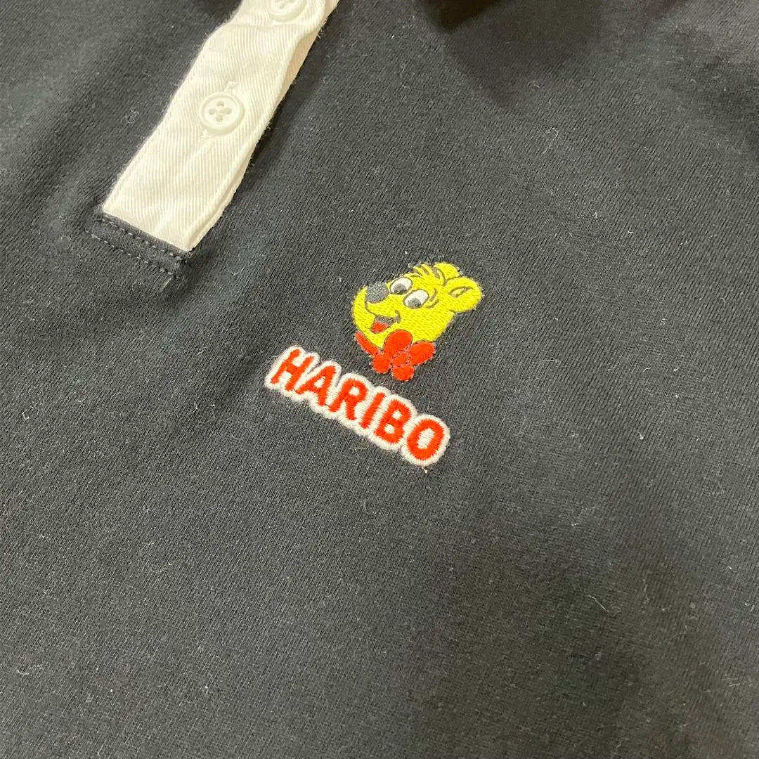 Good condition GU × HARIBO logo embroidery switching raglan short sleeve polo shirt S