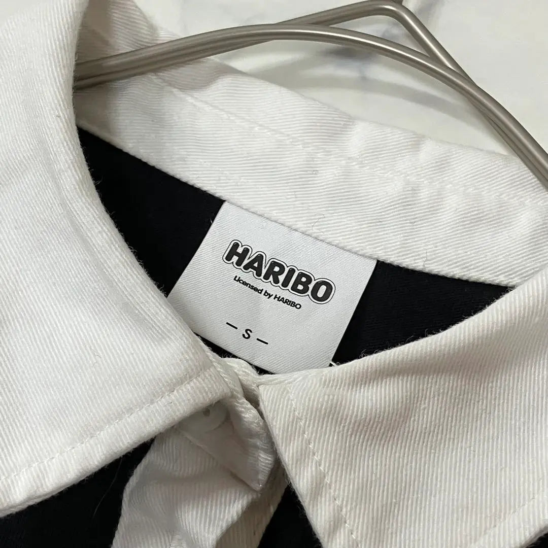 Good condition GU × HARIBO logo embroidery switching raglan short sleeve polo shirt S