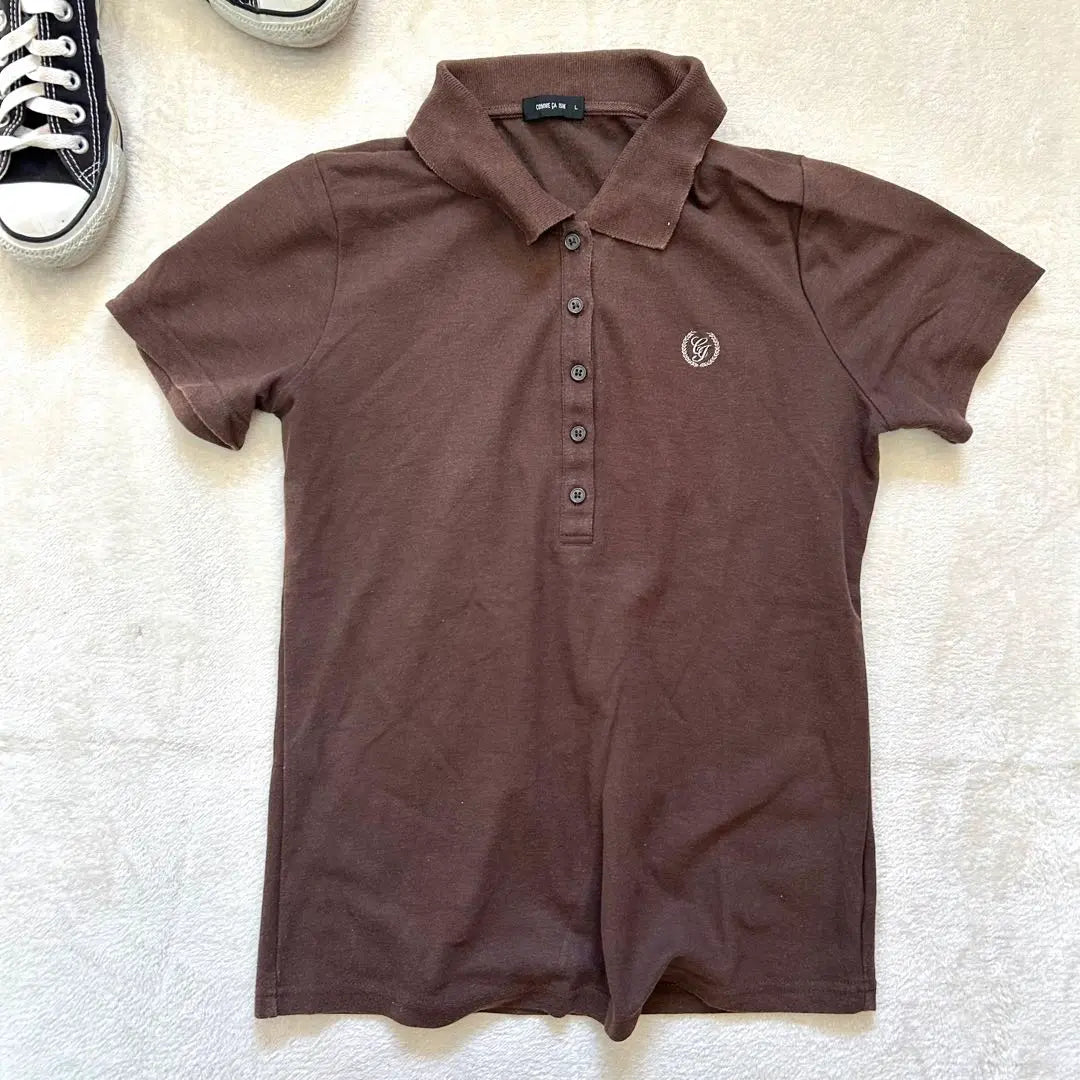 [COMSimmu] L Short Sleeve Polo Shirt Brown Women's Summer