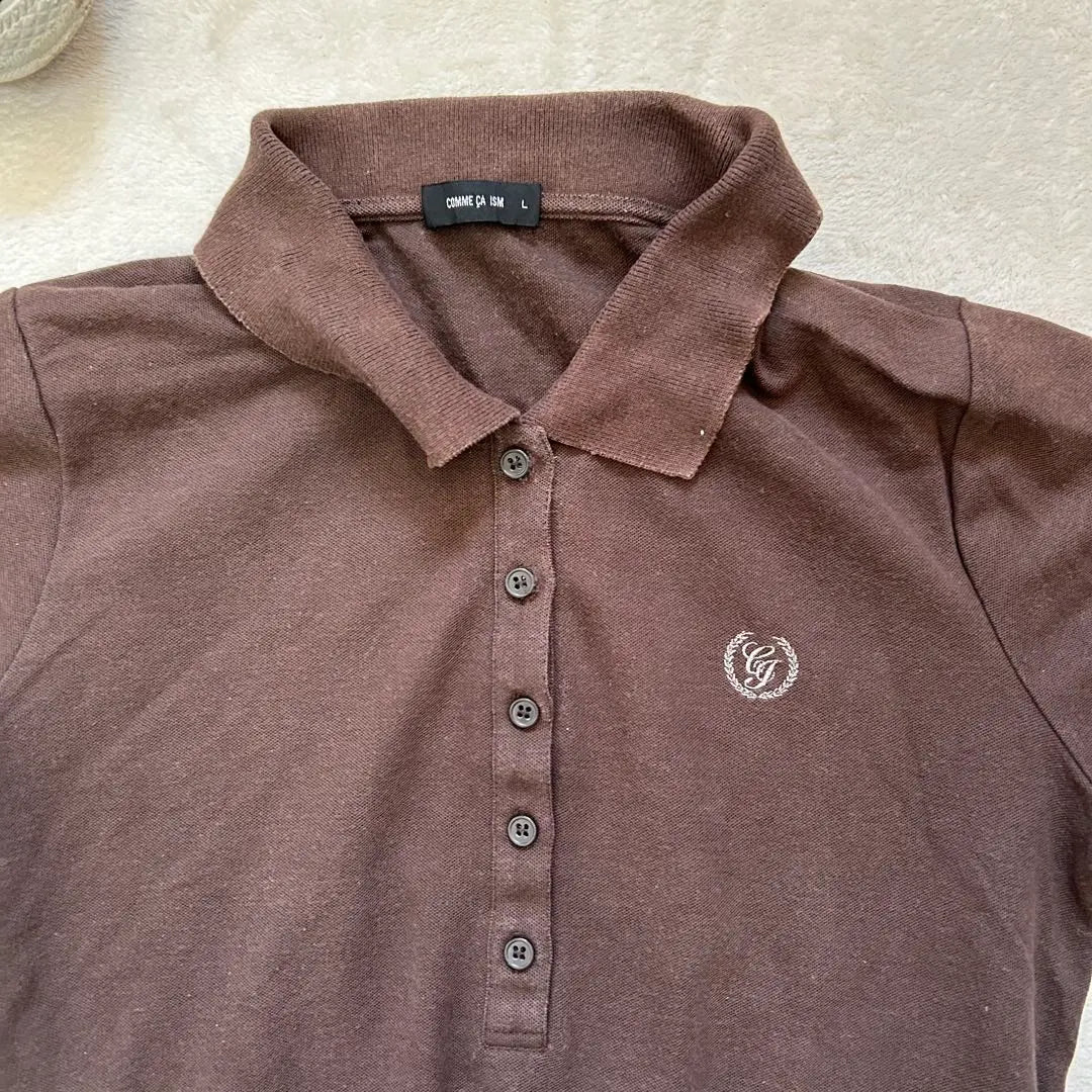 [COMSimmu] L Short Sleeve Polo Shirt Brown Women's Summer