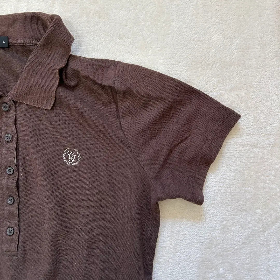 [COMSimmu] L Short Sleeve Polo Shirt Brown Women's Summer